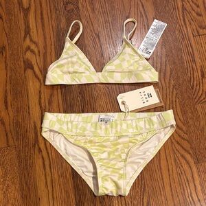 New Billabong Light Green Geometric Bikini Set With Tags
